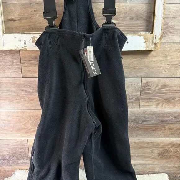 NWT Polartec Fleece Overalls L Black Gorpcore Cozy Utilitywear Gear Short/Reg